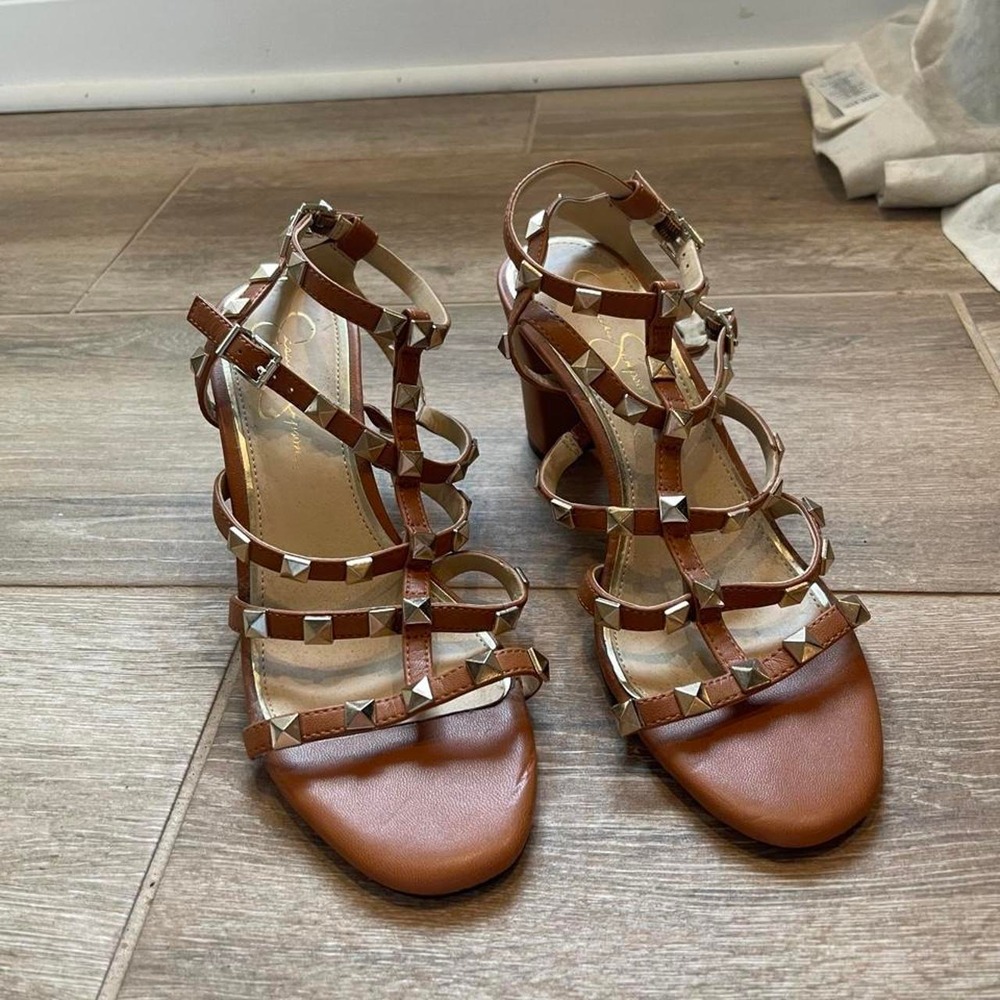 Jessica Simpson Brown Studded Gladiator Heels Size 9.5